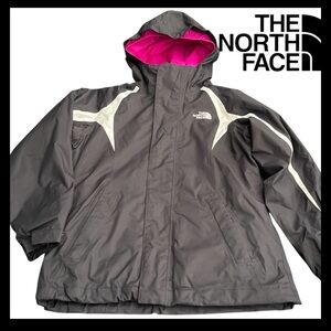 The North Face Black/White Hot Pink 3 in 1 Waterproof Jacket (Girls M 10/12)